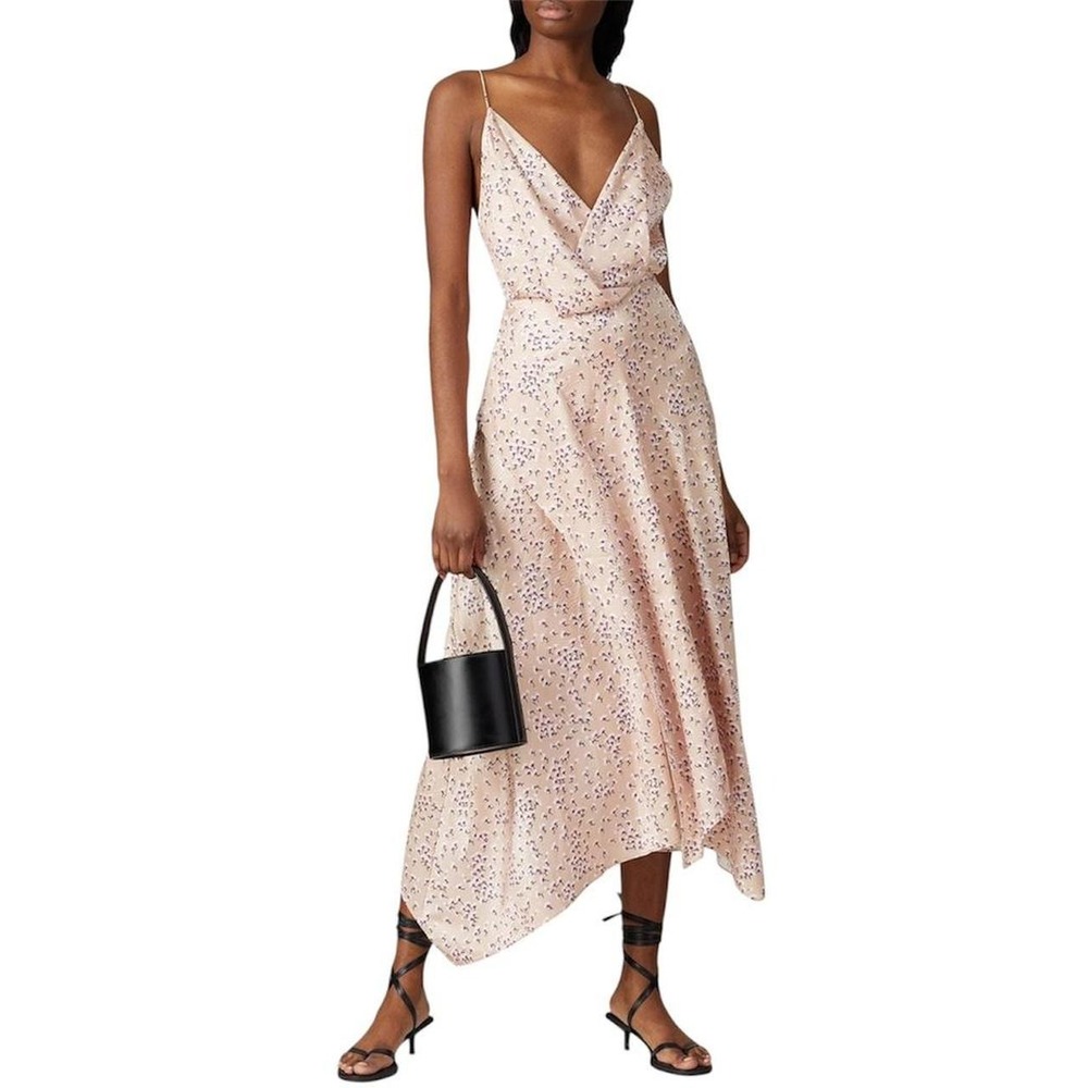 Acler Vales Dress Women's Size 6 Floral $330 Camisole Asymmetrical Cream Wedding
